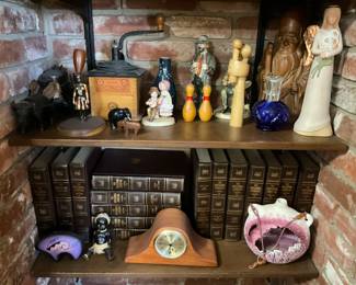 Shelves beside fireplace