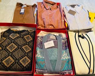 Fine vintage men’s sweaters originally purchased at Saks and Neimans most re Italian made L-XL