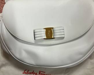 Vintage Ferragamo white purse.