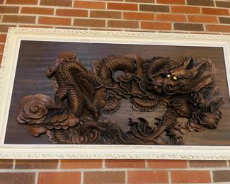 Finely carved wood dragon. 