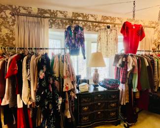 Vintage ladies fashion many with original tags from Saks, Neimans, Bergdorfs, Nordstrom, Bloomingdaleโs.