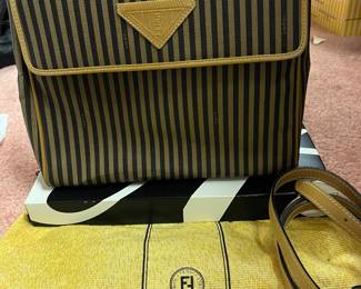 Vintage FENDI Pequin stripe tan handbag. Like new condition. 