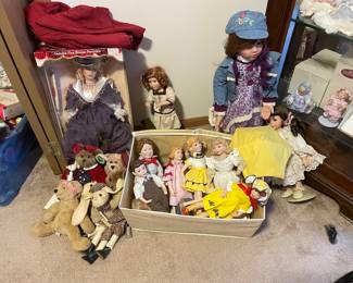 porcelain dolls teddy bears