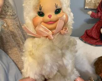 super cute vintage 1950's rubberface stuffed cat doll, great condition