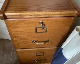 Oak two drawer file cabinet