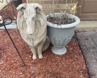 Outdoor decorations lawn sheltie is cement