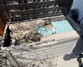 deck box cushions for wicker resin bench