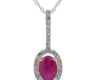 Ruby and Diamond Pendant in Gold