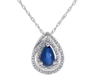 Sapphire and Diamond Necklace in 14k White