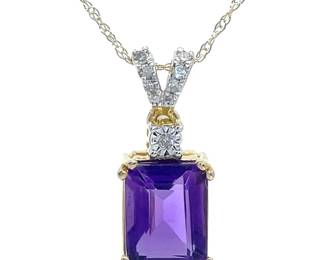 Amethyst and Diamond Necklace in Gold