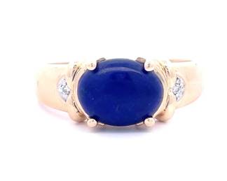 Lapis Lazuli and Diamond Ring in 14k Gold