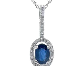 Sapphire and Diamond Pendant in Gold