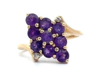 Grape Garnet Diamond Ring in 14k Gold