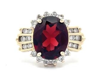 Garnet and Diamond Ring in Gold