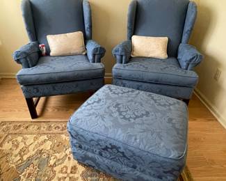 Wing Chairs & Ottoman 