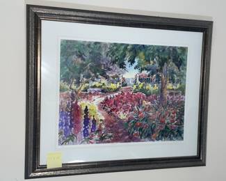 "Summer In The Park" Framed Print SIGNED Jan Kilburn Watercolor