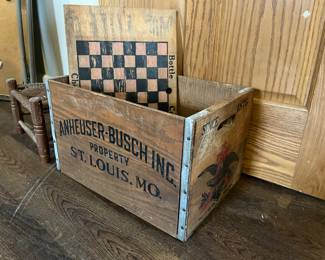 Anheuser Busch beer crate with checkerboard top