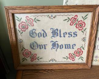 God Bless our Home hand embroidery 