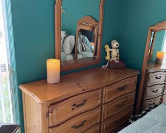 $575 Henry Link set 7 pieces - twin headboard, night stand, dresser & mirror, tall mirror, desk and chair. 