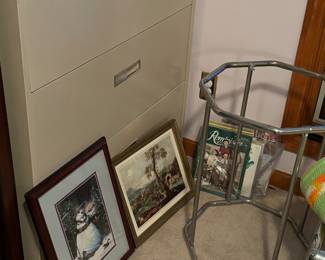File cabinet, mid century chrome table