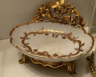 Antique gold soap dish
