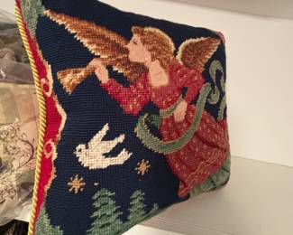 Needlepoint angel pillow