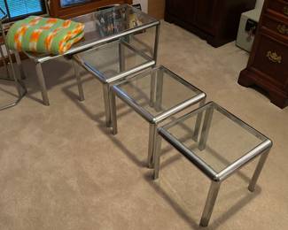 Mid century modern chrome table set