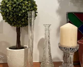 Waterford crystal, vases, plant