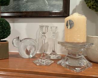 Waterford crystal cat, candle holders