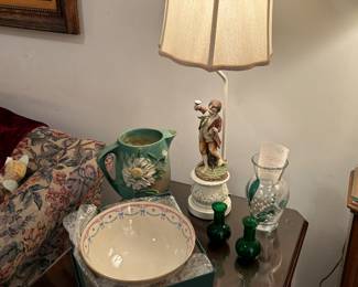 Roseville pottery, Lenox bowl, Capodimonte lamp (1 of 2)