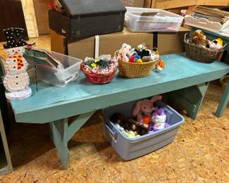Lovely turquoise bench and matching table