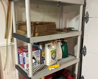Garden items, shelving unit