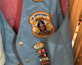 Blue knights jacket and badges / pins