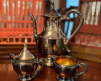 Elegant silver tea set 