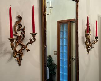 Wall sconces, elegant mirror