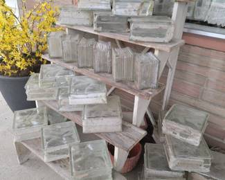 Selection of vintage glass blocks.