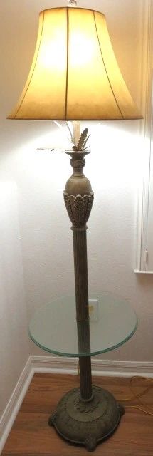 Metal Palm Tree/ Glass Table Floor Lamp