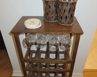 24 Bottle Wood Wine Rack & Wine Glass Stand
