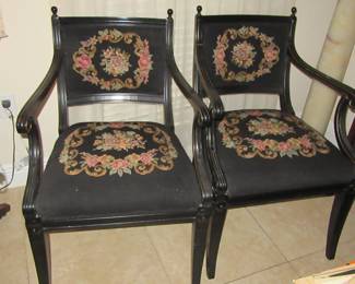MARK pair of needlepoint chairas