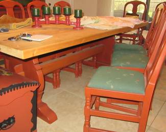MARK painten trestle table with chairs