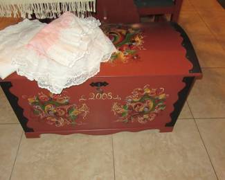 MARK linen trunk painted and linens