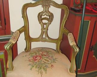 MARK needlepoint chair and paited placque