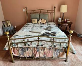 Brass Queen Bed Frame, Queen Mattress & Box Spring