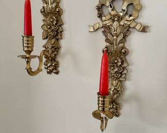 Vintage Brass Wall Sconces Pair