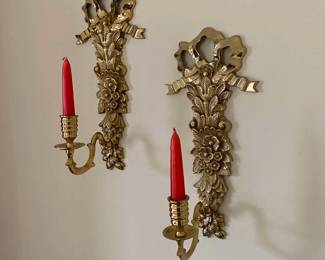 Vintage Brass Wall Sconces Pair