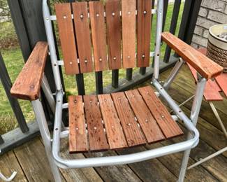 Vintage Wood and Chrome Beach Folding Chairs