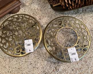 Brass Rolling Plant Stand (A), Brass Rolling Plant Stand (B)
