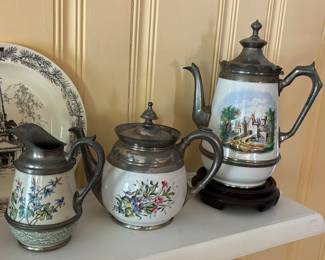 Antique enamelware tea pots
