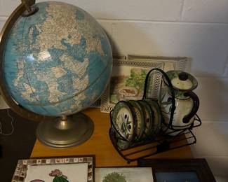Vintage globe, tiles