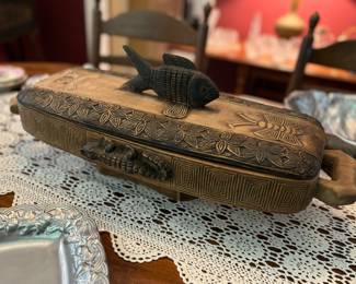 Antique hand carved treasure box